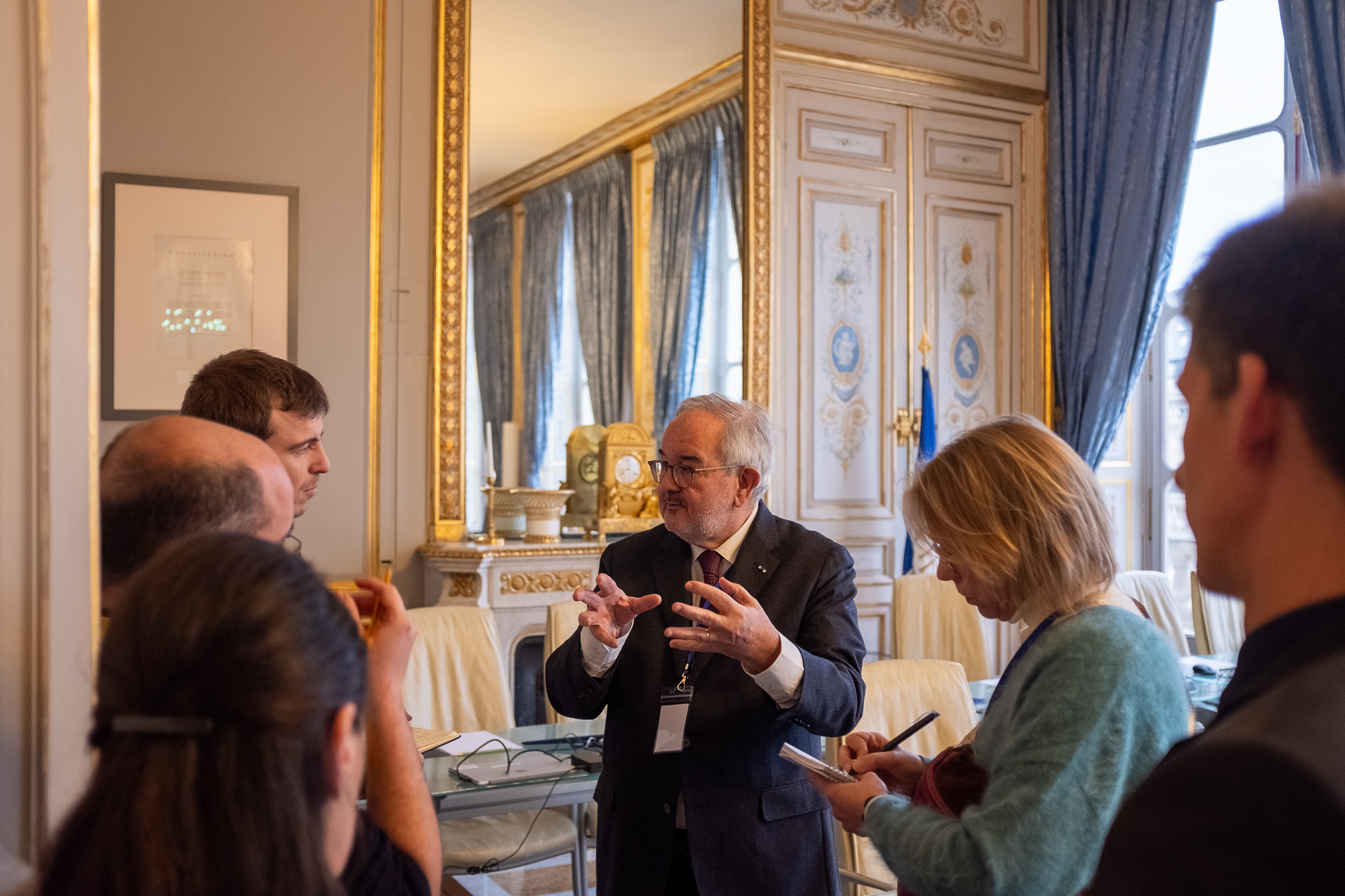 Le président Laurent Fabius lors du colloque